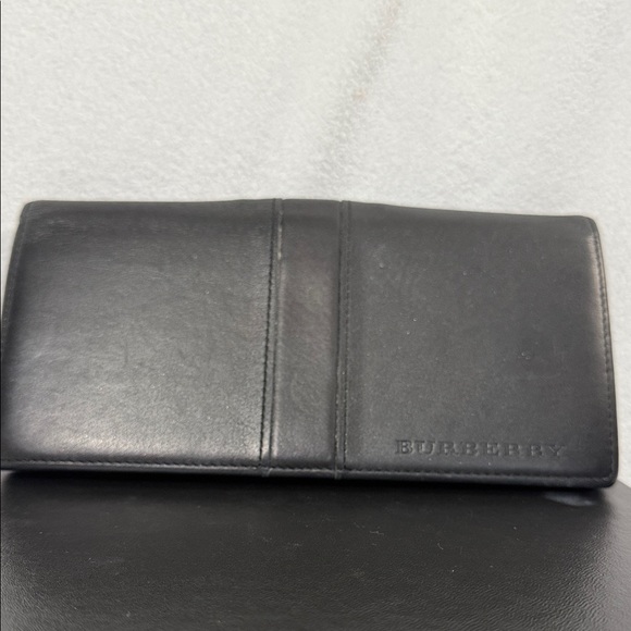 Burberry Black Leather Wallet with Check Lining - Picture 1 of 8